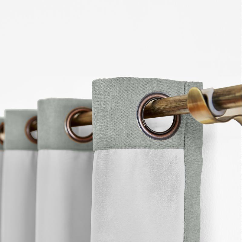 CUSTOM Kante Gray Polyester Cotton Drapery With Lining Curtains