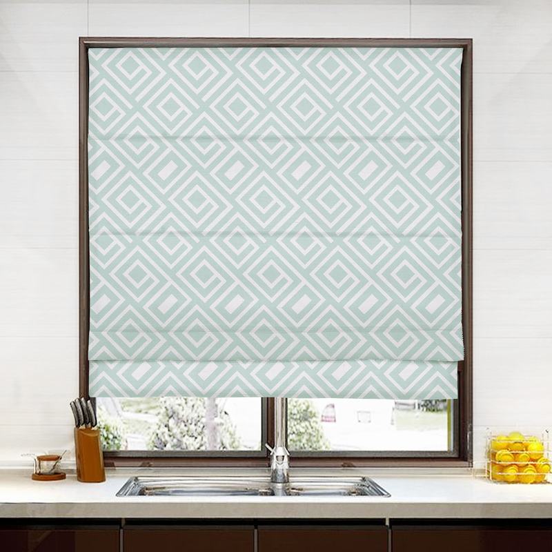 ATELIER Geometric Print Polyester Linen Roman Shade