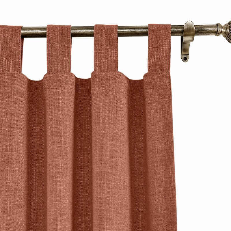 CUSTOM Liz Firebrick Polyester Linen Curtain Drapery with Lined
