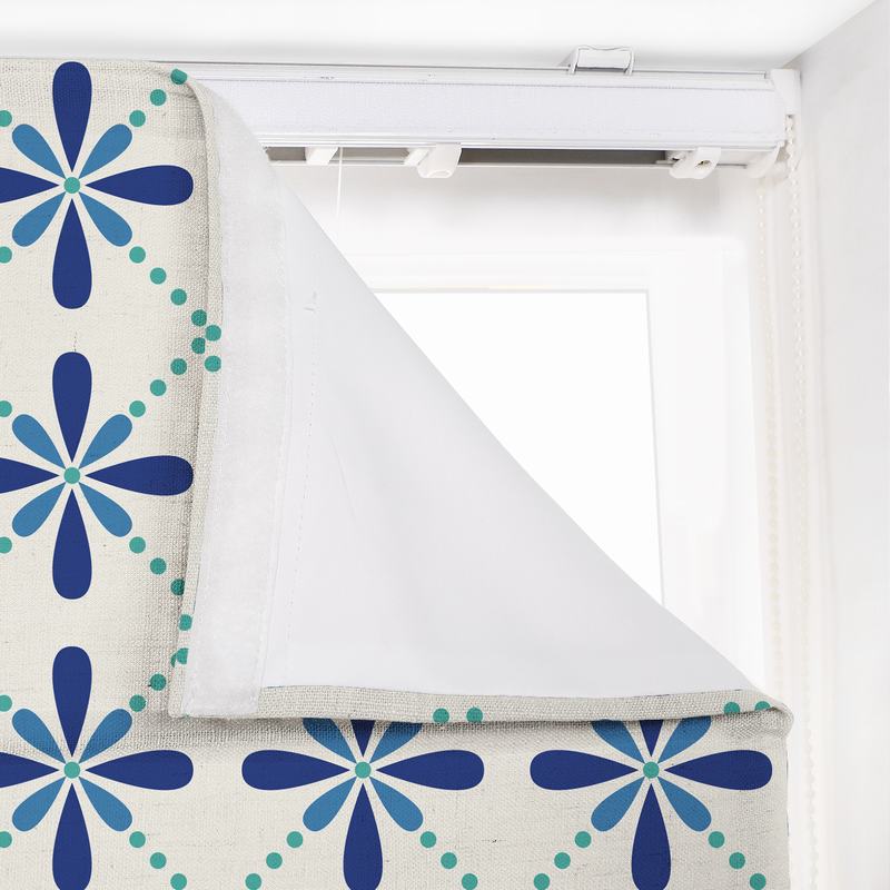 CAMELLIA Geometric Print Polyester Linen Roman Shade