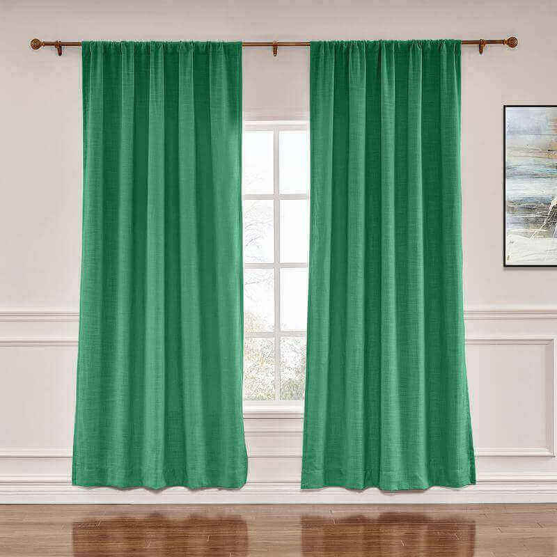 CUSTOM Liz Peacock Polyester Linen Window Curtain Drapery with Lined