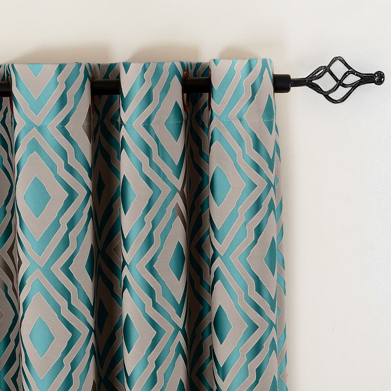 High Density Rhomboid Jacquard Drapery Dust Proof Two-Toned Damask Diamond Curtain NINA