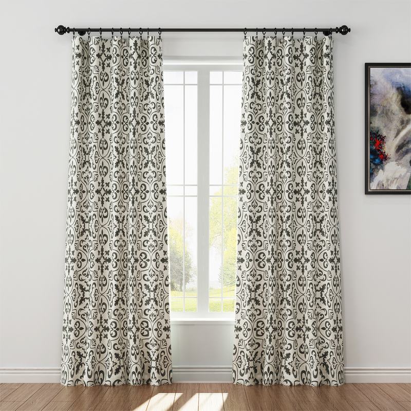Geometric Print Polyester Linen Curtain Drapery MOBILIZATION
