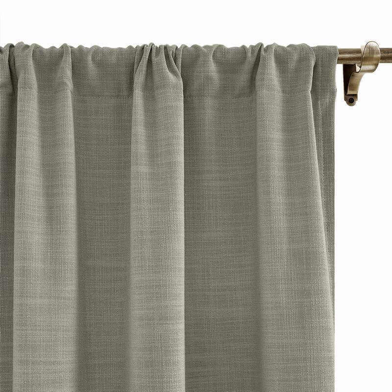 CUSTOM Liz Light Gray Polyester Linen Curtain Drapery with Lined