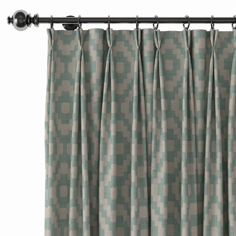 Abstract Print Polyester Linen Curtain Drapery with Privacy Blackout Thermal Lining CHARLOTTE