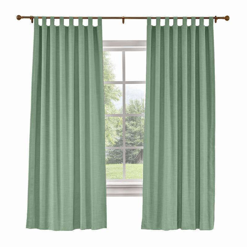 CUSTOM Liz Pale Turquoise Polyester Linen Curtain Drapery with Lined