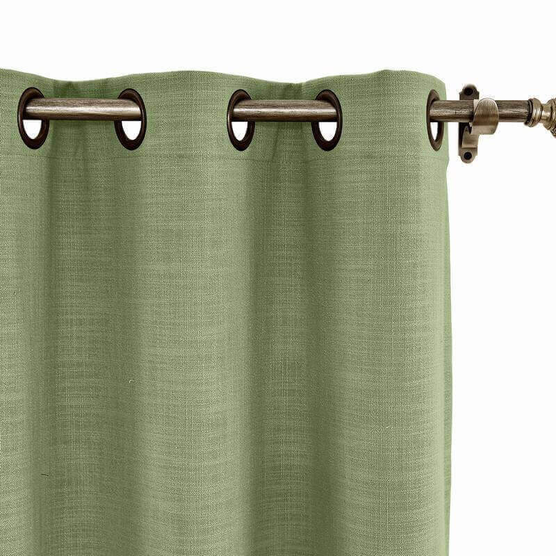 CUSTOM Liz Olive Polyester Linen Curtain Drapery with Lined