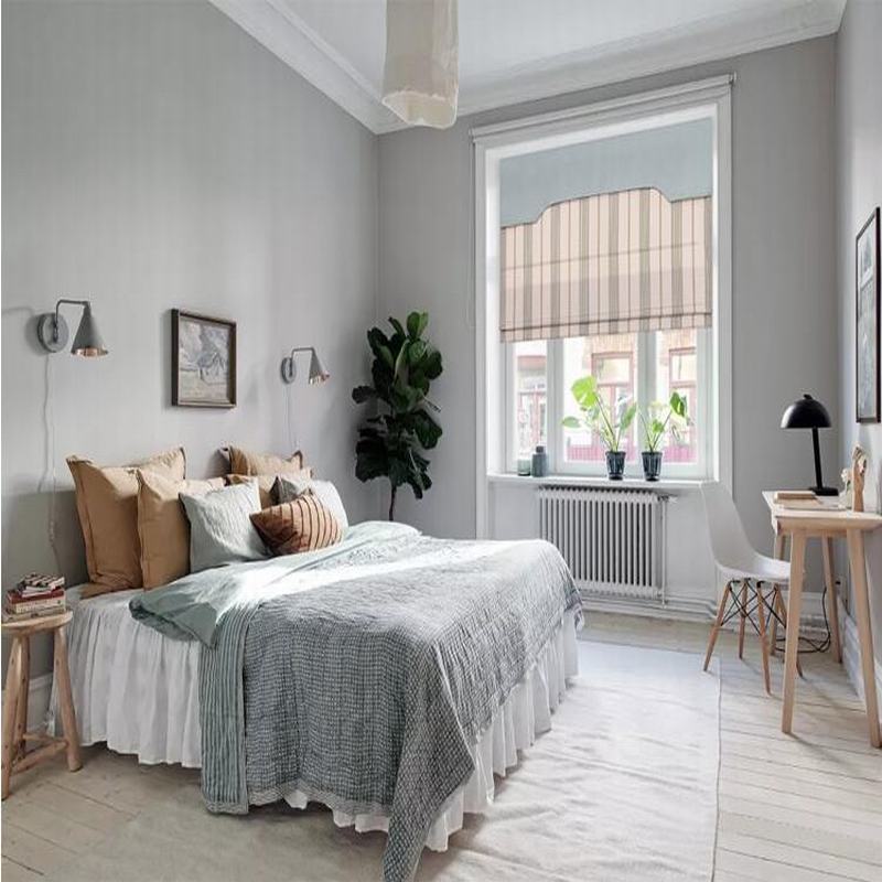 Blue Green Stripes Polyester Cotton Roman Shade In Blue Green