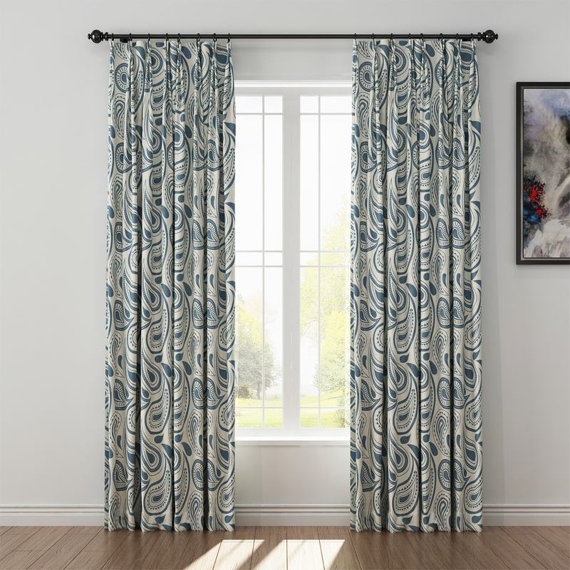 Paisleys Print Polyester Linen Curtain Drapery DMAIOSH