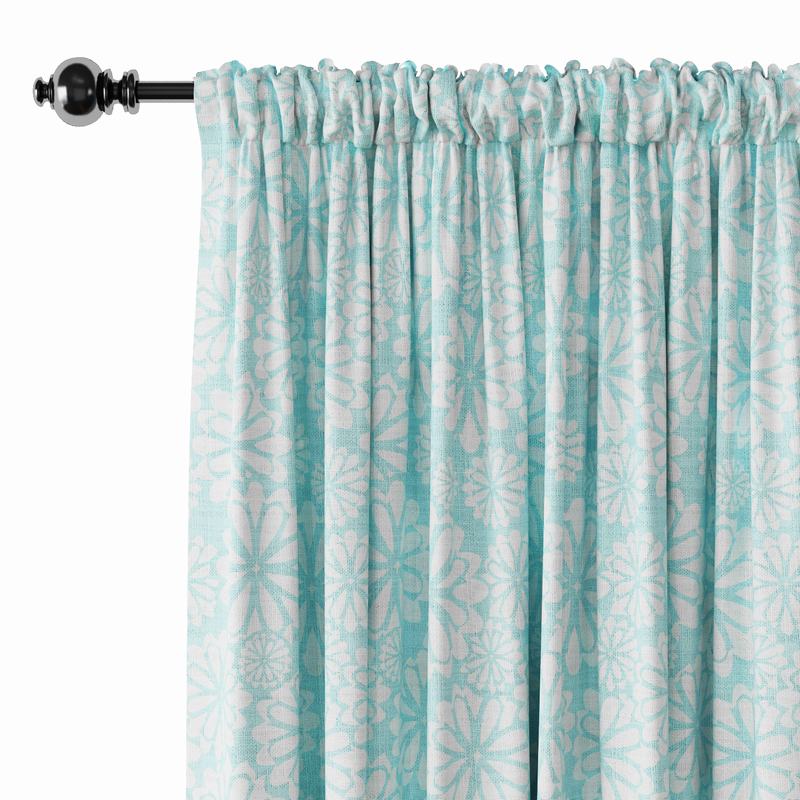 Geometric Print Polyester Linen Curtain Drapery CROWN