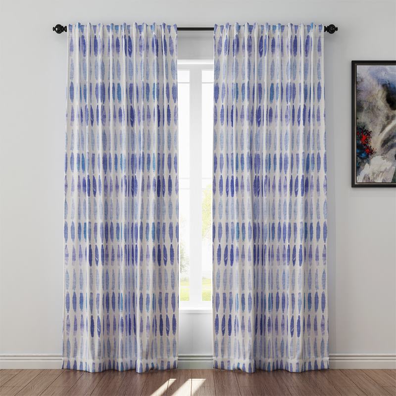 Abstract Print Polyester Linen Curtain Drapery GRANVILLE