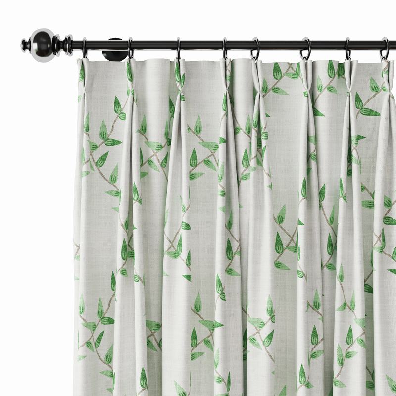 Nature Print Polyester Linen Curtain Drapery GARDEN