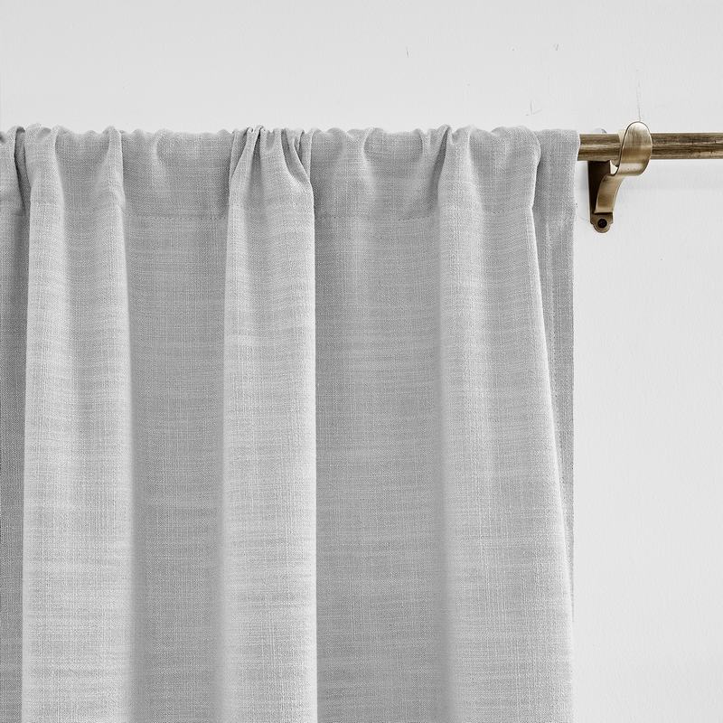 CUSTOM Liz Beige White Polyester Linen Window Curtain Drapery with Lined