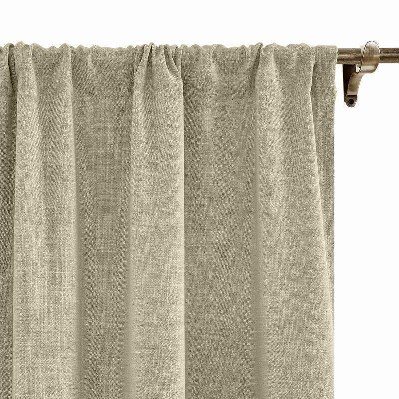 CUSTOM Liz Light Khaki Polyester Linen Curtain Drapery with Lined