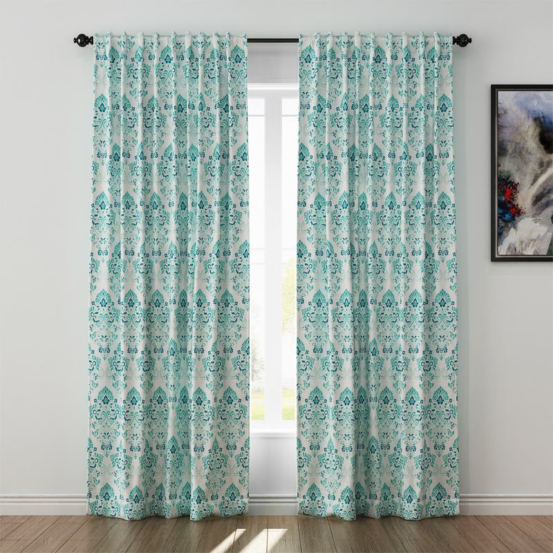 Nature Print Polyester Linen Curtain Drapery ELIJAH
