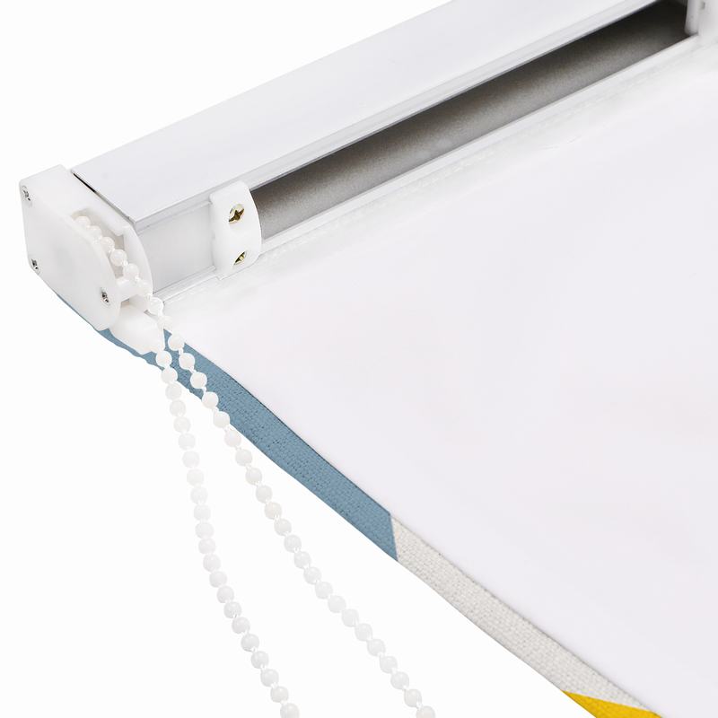 FOX Geometric Print Polyester Linen Roman Shade