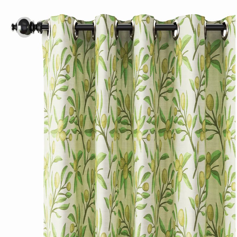 Nature Print Polyester Linen Curtain Drapery ASHER