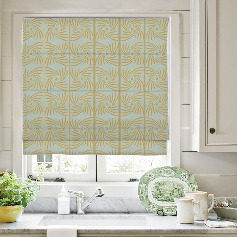 PENELOPE Abstract Print Polyester Linen Room Darkening Roman Shade