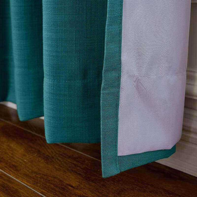 CUSTOM Liz Everglade Teal Polyester Linen Window Curtain Drapery with Lined