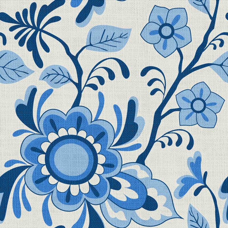 Floral Print Polyester Linen Curtain Drapery with Privacy Blackout Thermal Lining BILLY