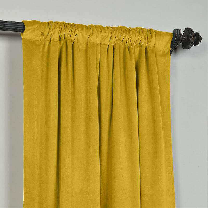 CUSTOM Birkin Yellow Velvet Curtain Drapery For Traverse Rod Pole or Track