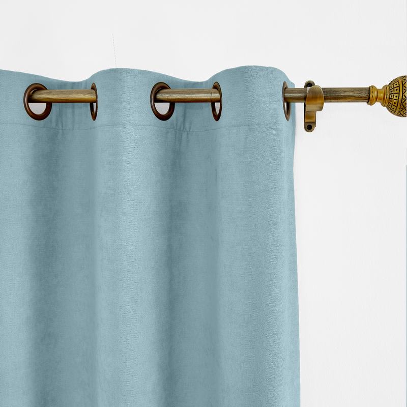 CUSTOM Kante Blue Gray Polyester Cotton Drapery With Lining Curtains
