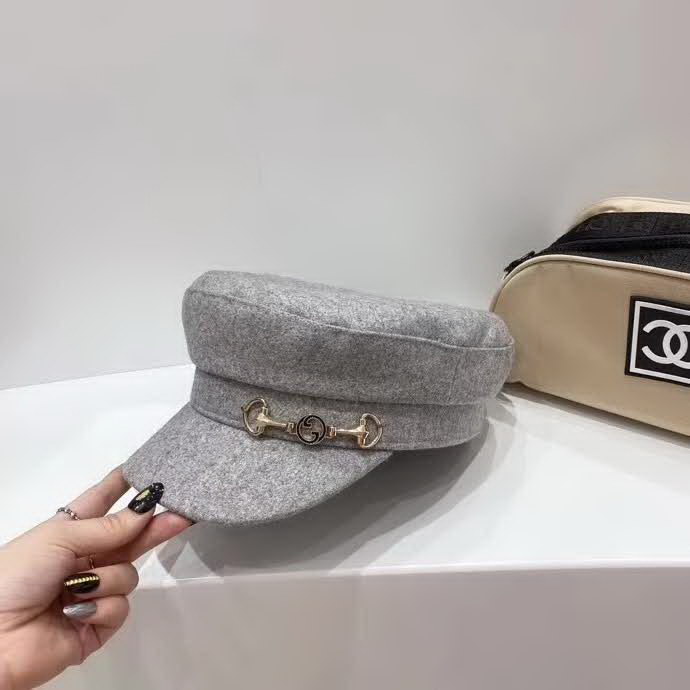 20冬季最新专柜款-古驰Gucci锁扣羊毛呢子军帽，简约轻奢大牌风，简约百搭气质款，保暖凹造型必备单品！