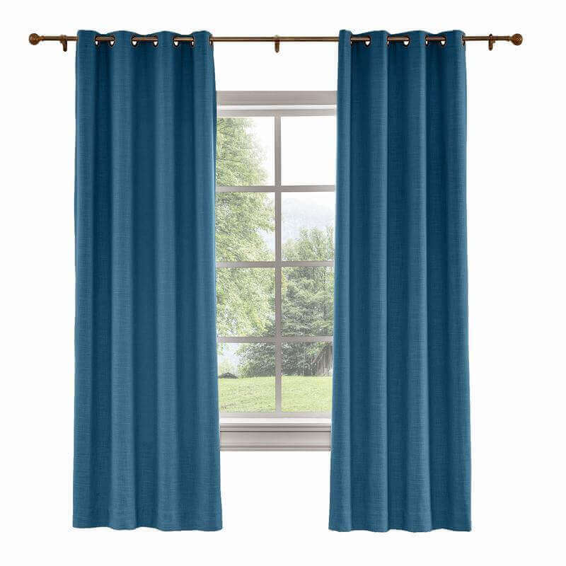 CUSTOM Liz Navy Blue Polyester Linen Curtain Drapery with Lined