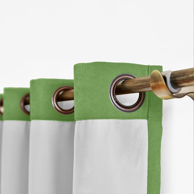 CUSTOM Kante Green Polyester Cotton Drapery With Lining Curtains