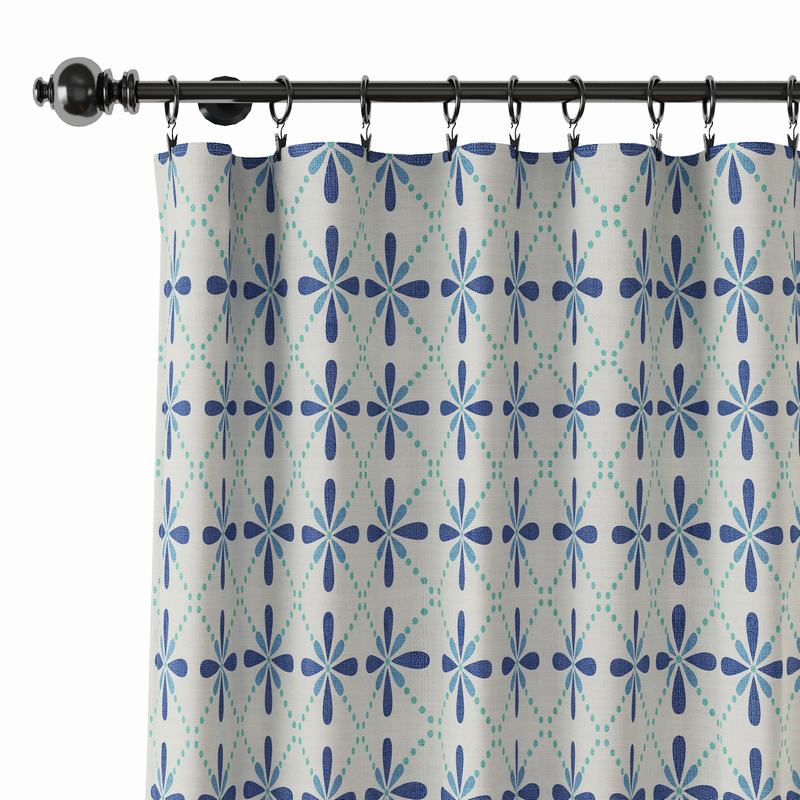 Geometric Print Polyester Linen Curtain Drapery CAMELLIA