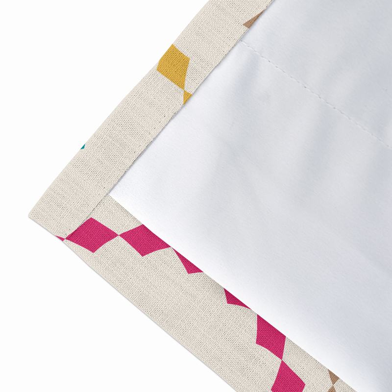 Geometric Print Polyester Linen Curtain Drapery FLAMINGO