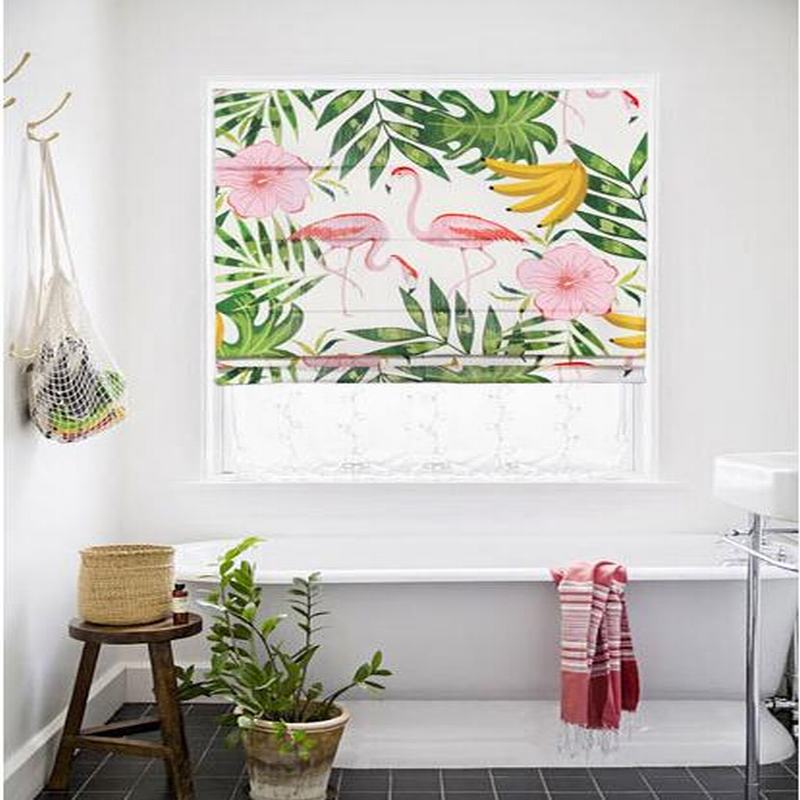 Print Polyester Roman Shade In Yellow