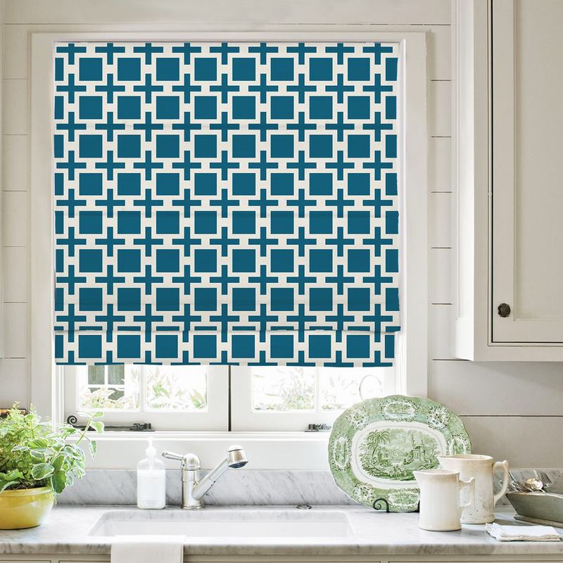 CHELSEA Abstract Print Polyester Linen Roman Shade