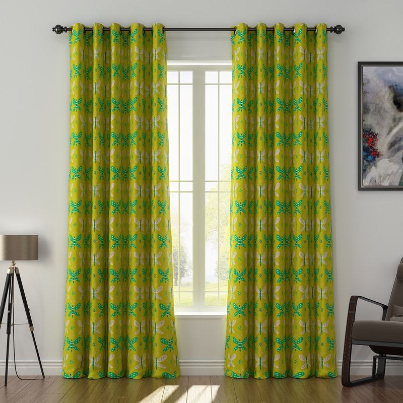 Animals Print Polyester Linen Curtain Drapery with Privacy Blackout Thermal Lining CECIL