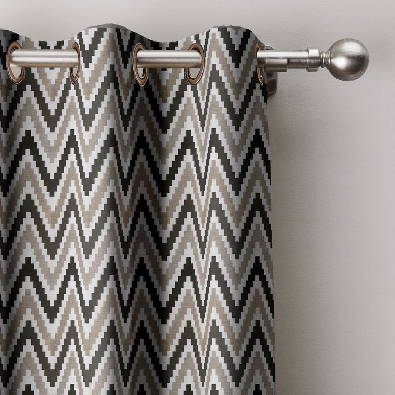 Chevon Zigzag Print Polyester Cotton Curtain ADA