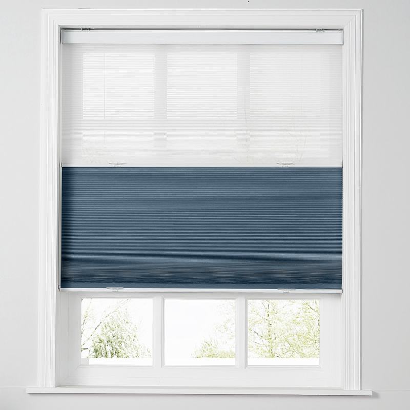 ROLLINS Cordless Blackout TriShades Day/Night Honeycomb Shade White Sheer