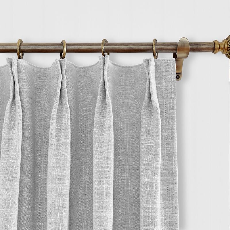 CUSTOM Liz Beige White Polyester Linen Window Curtain Drapery with Lined