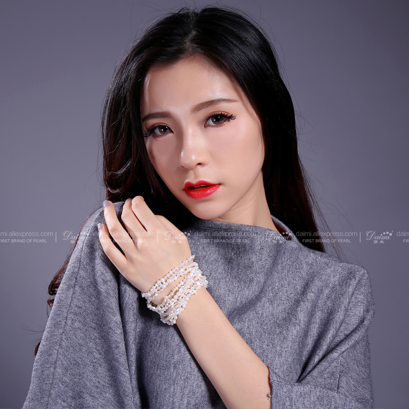 [Daimi] Gorgeous Bracelet 10 Strand Freshwater Pearl Together Vintage Jewelry Free Shipping [DRIZZLE]
