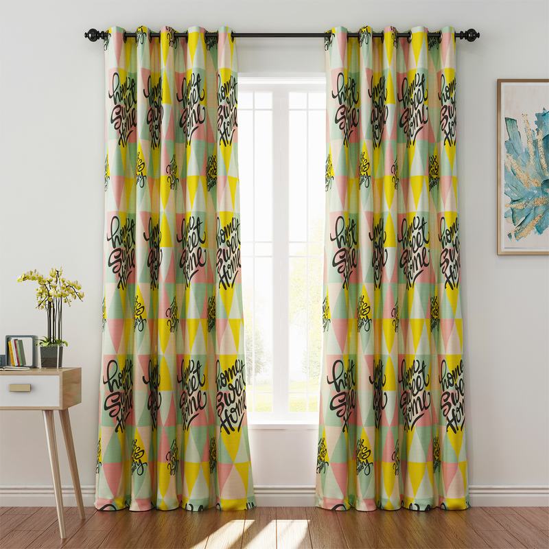 Abstract Print Polyester Linen Curtain Drapery MAISIE