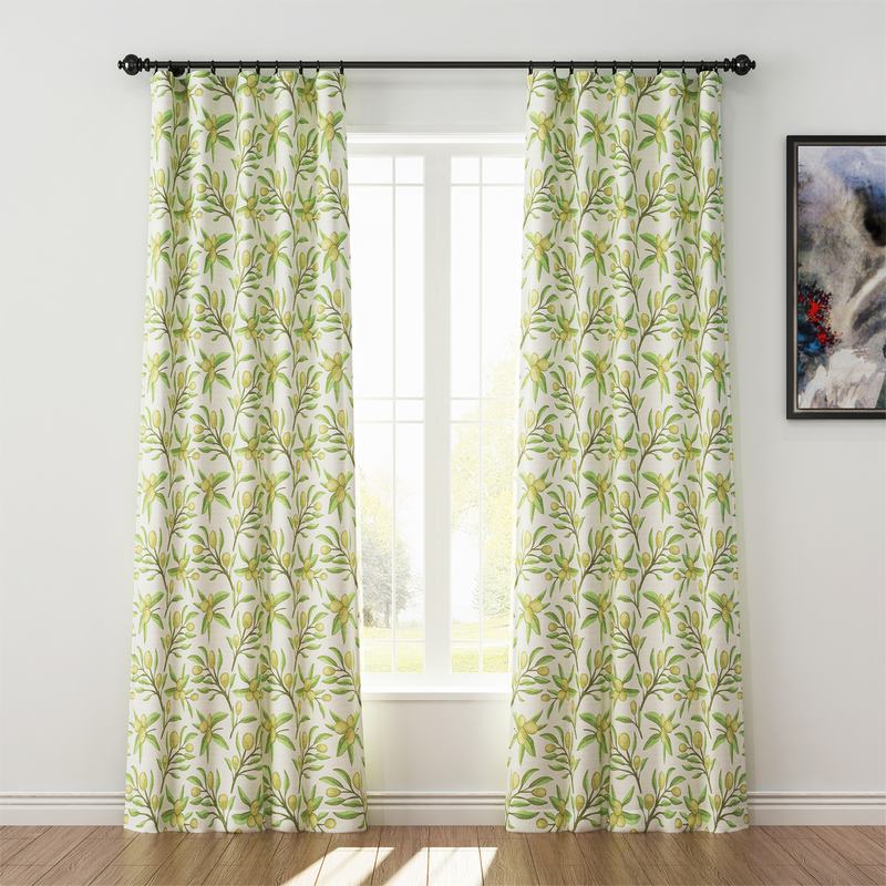 Nature Print Polyester Linen Curtain Drapery ASHER
