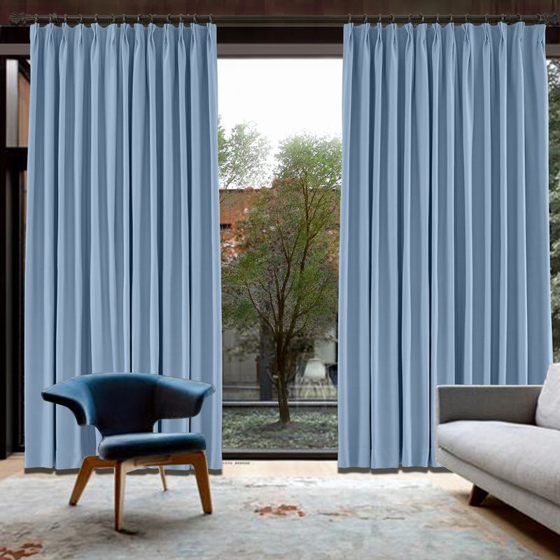 CUSTOM Capri Cashmere Blue Blackout Curtains with Liner