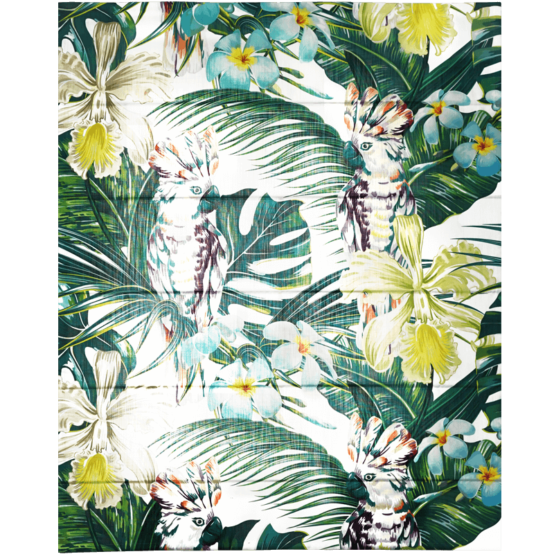 Print Polyester Roman Shade In Green