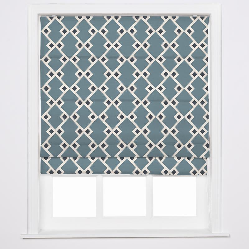 COLE Geometric Print Polyester Linen Roman Shade