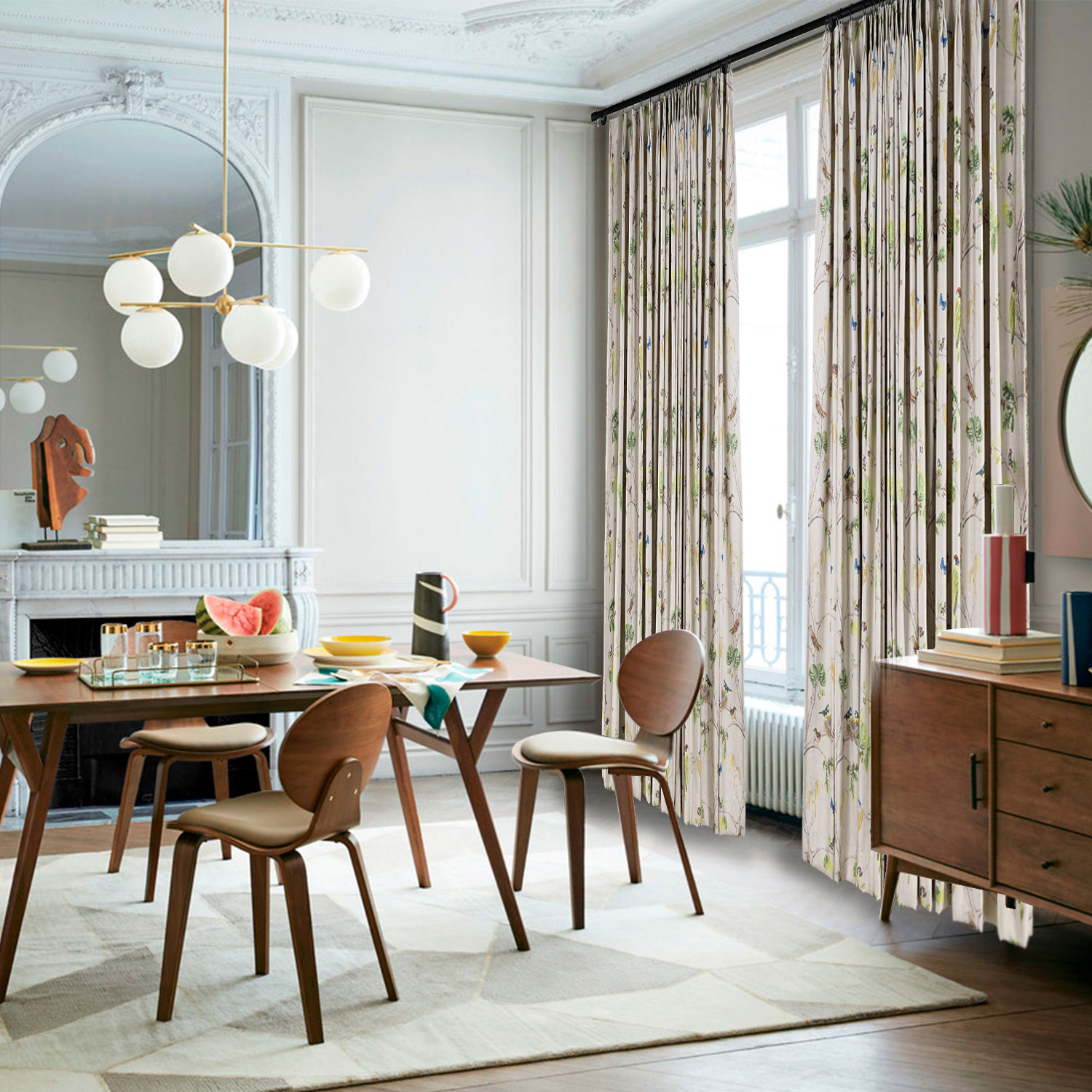 Rural Pastoral Print Window Curtain Panel LUNA