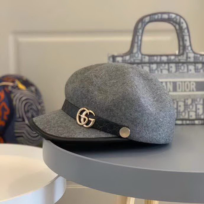 20冬季最新专柜款-古驰Gucci秋冬新款高品质羊毛军帽，经典时尚织带LOGO，法式名媛风！超显气质的款式