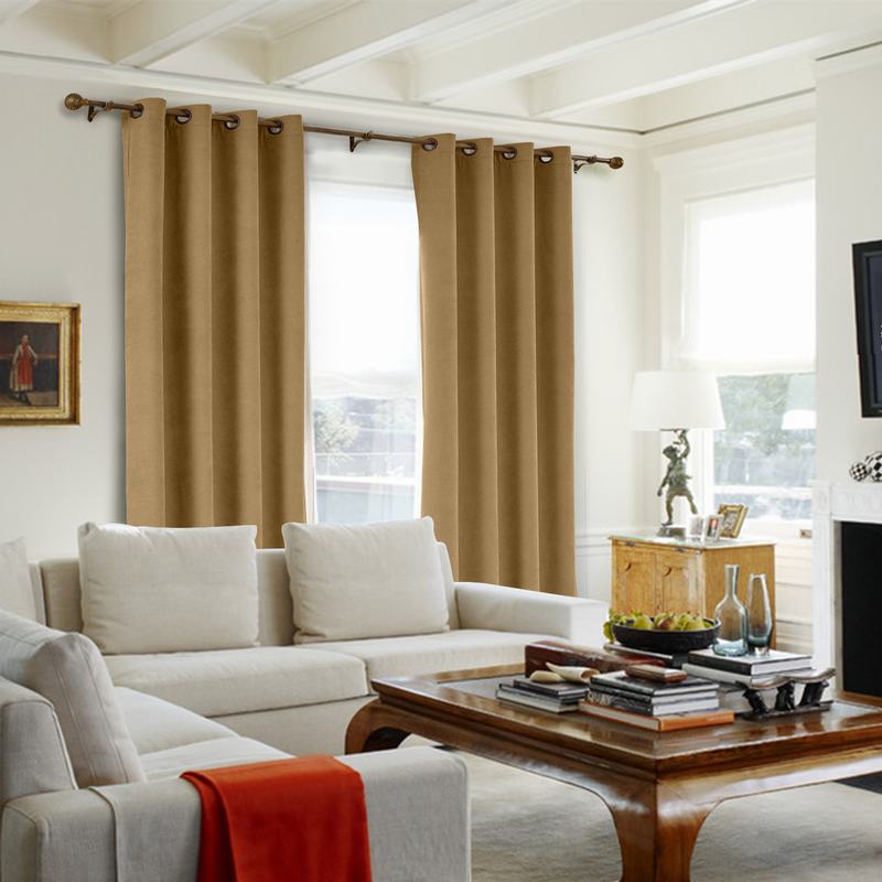 CUSTOM Kante Brown Polyester Cotton Drapery With Lining Curtains