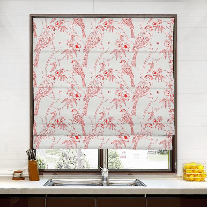 SARAH Animal Print Polyester Linen Room Darkening Roman Shade