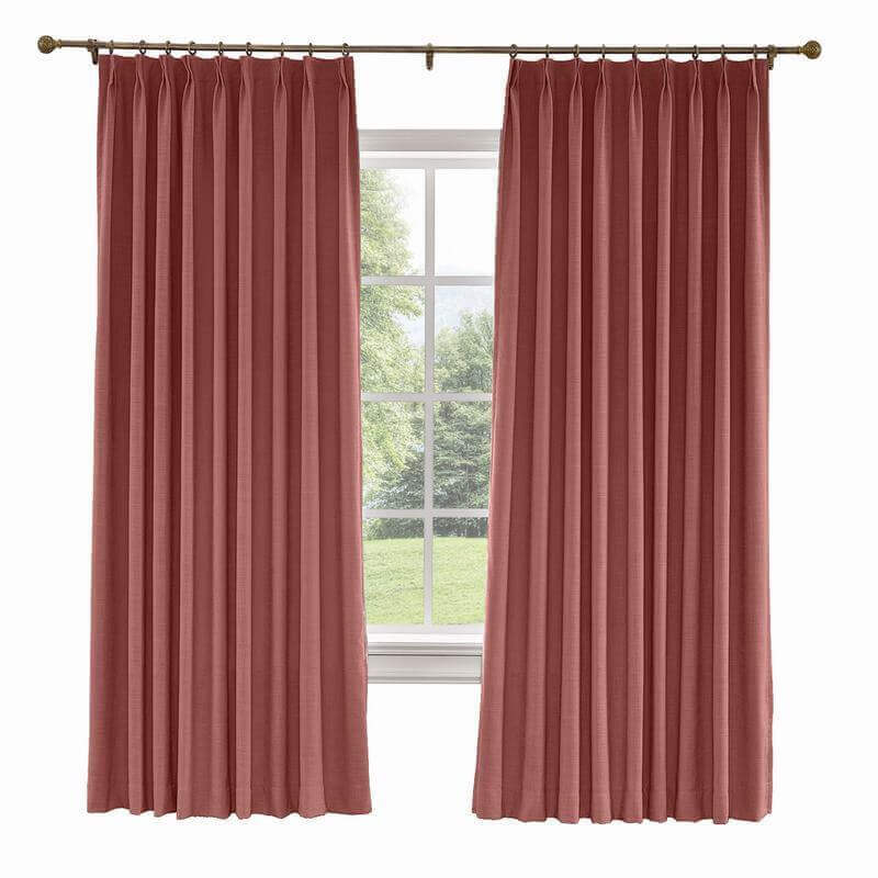 CUSTOM Liz Maroon Polyester Linen Curtain Drapery with Lined