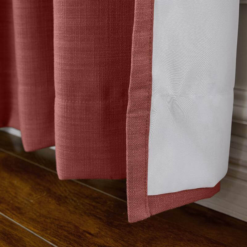 CUSTOM Liz Maroon Polyester Linen Curtain Drapery with Lined