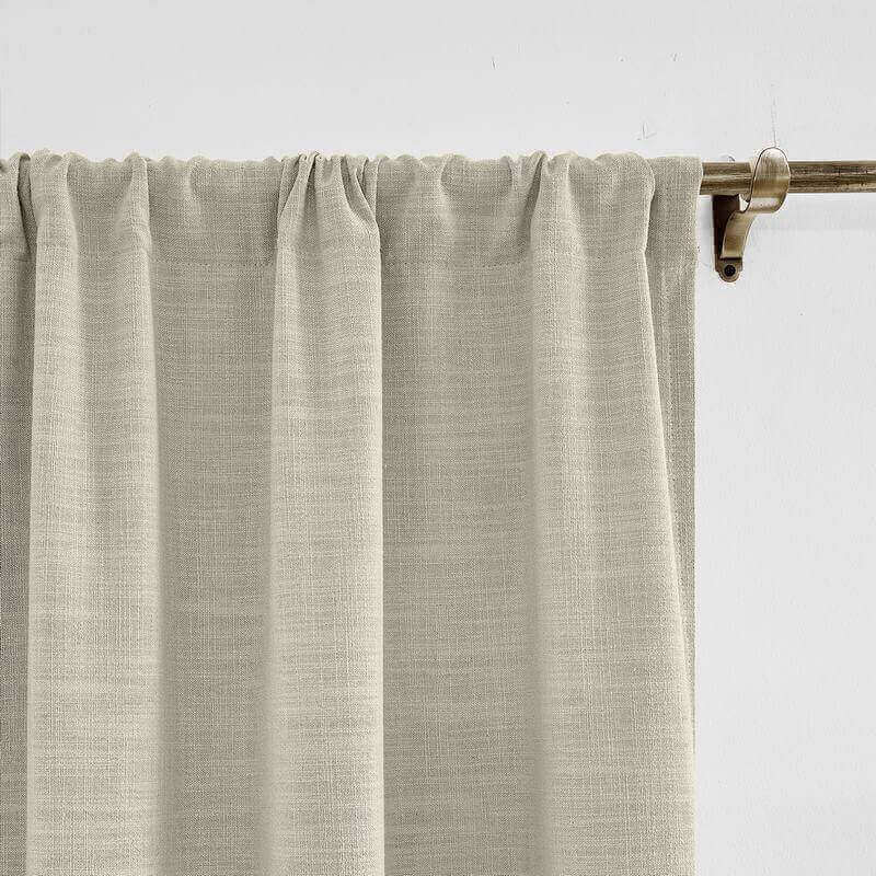 CUSTOM Liz Sand Beige Polyester Linen Window Curtain Drapery with Lined